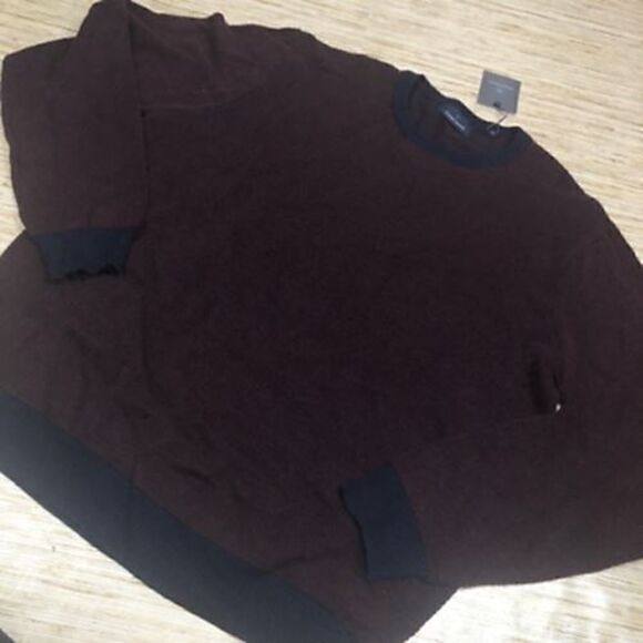 V-53 Toscano Mens Pullover Sweater Merino Wool Blend Crew MIDNIGHT BLUE /RED XL - Picture 1 of 4